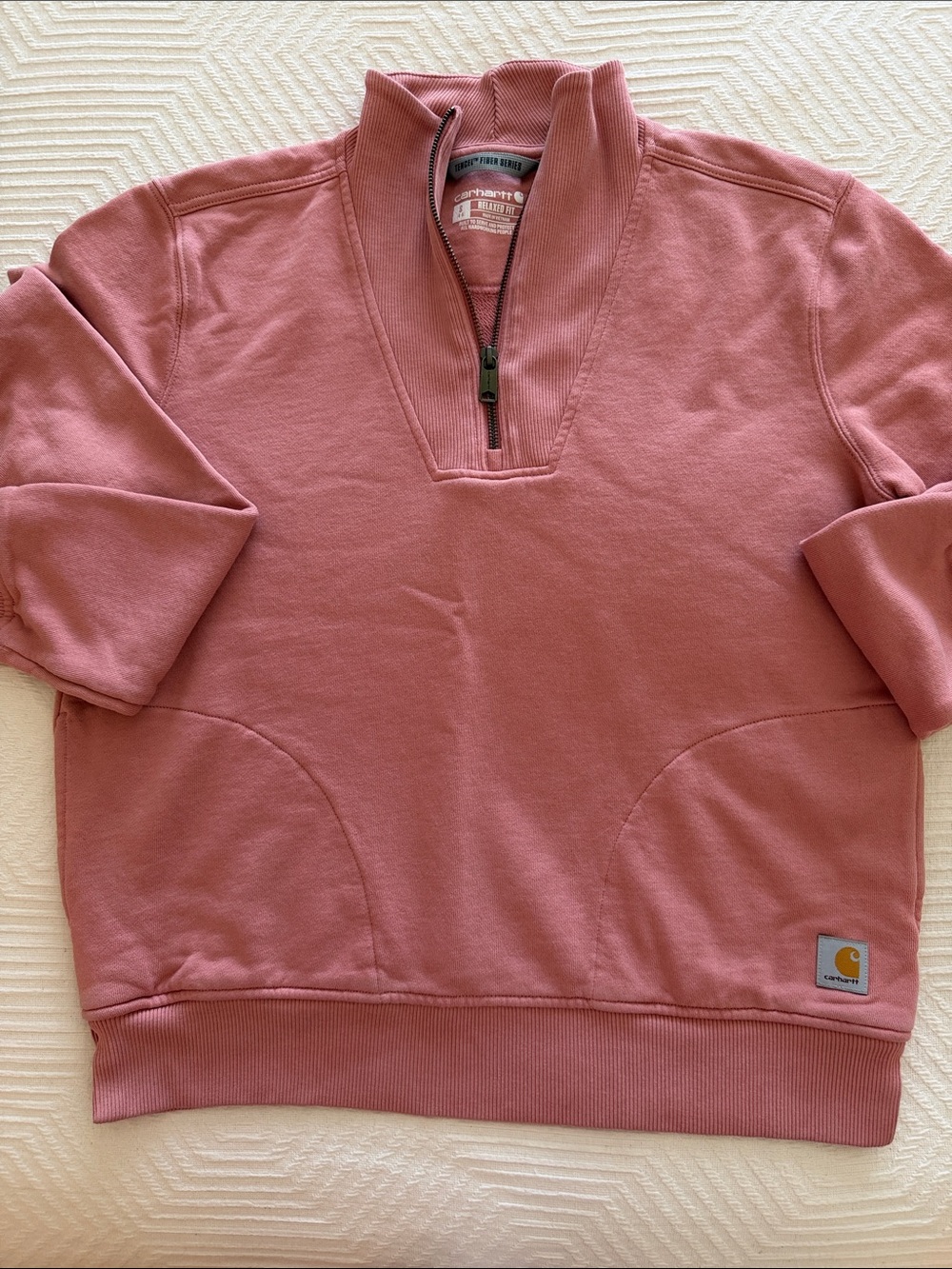 Carhartt women’s Dusty Rose Quarter-Zip Sweatshirt - Picture 4 of 5